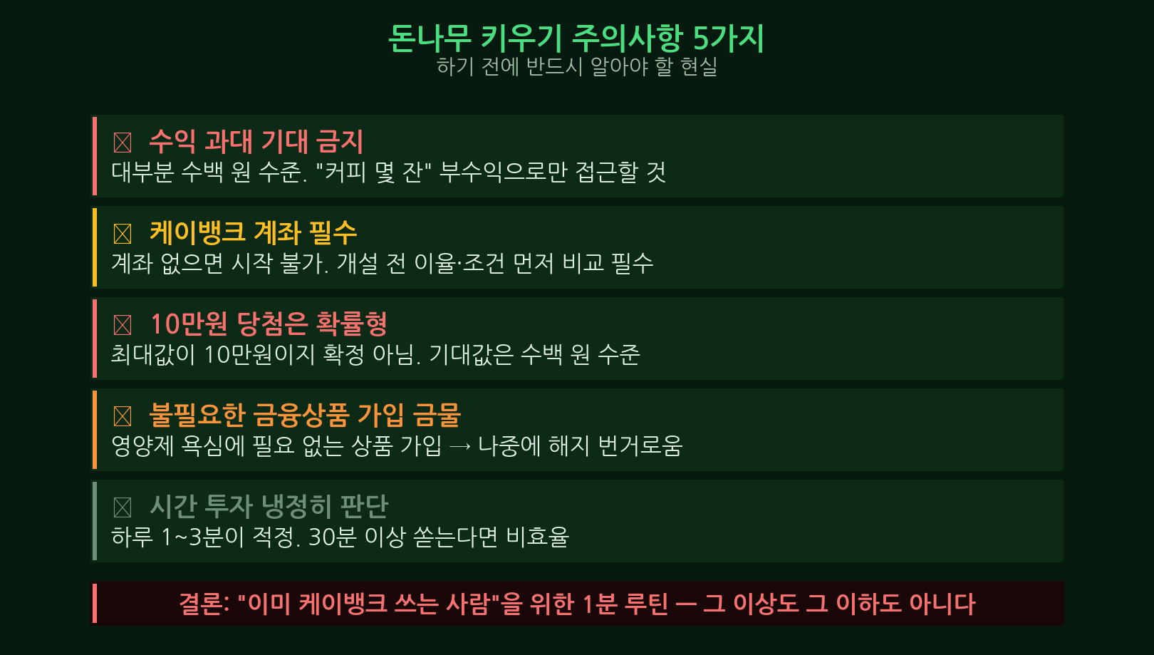 케이뱅크 돈나무 실전 공략 5가지 수익 극대화 주의사항