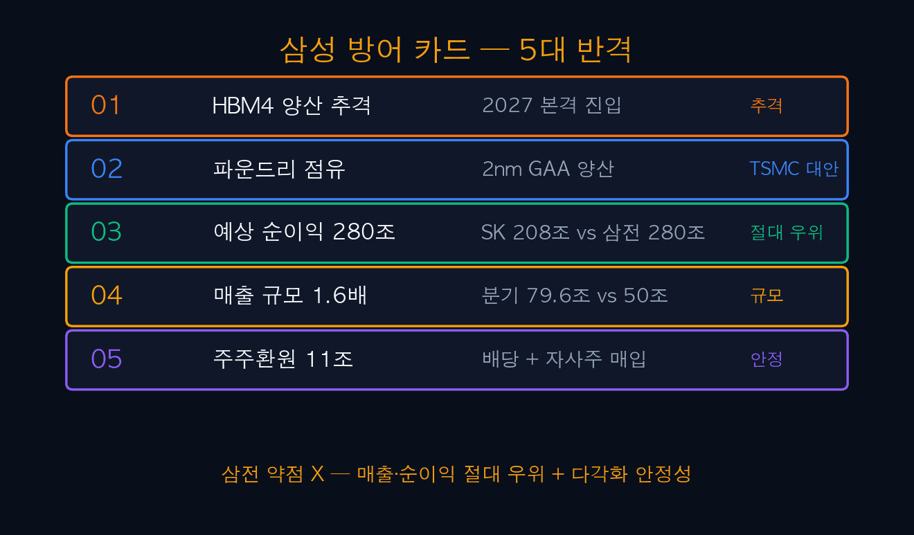 삼성 방어 카드 5대 반격